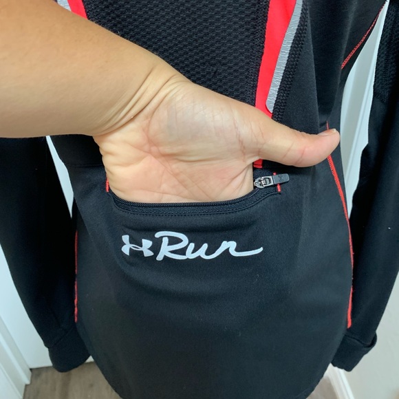 Under Armour Jacket Women large Black Semi-Fitted Cold Gear Full Zip Run - Picture 7 of 13